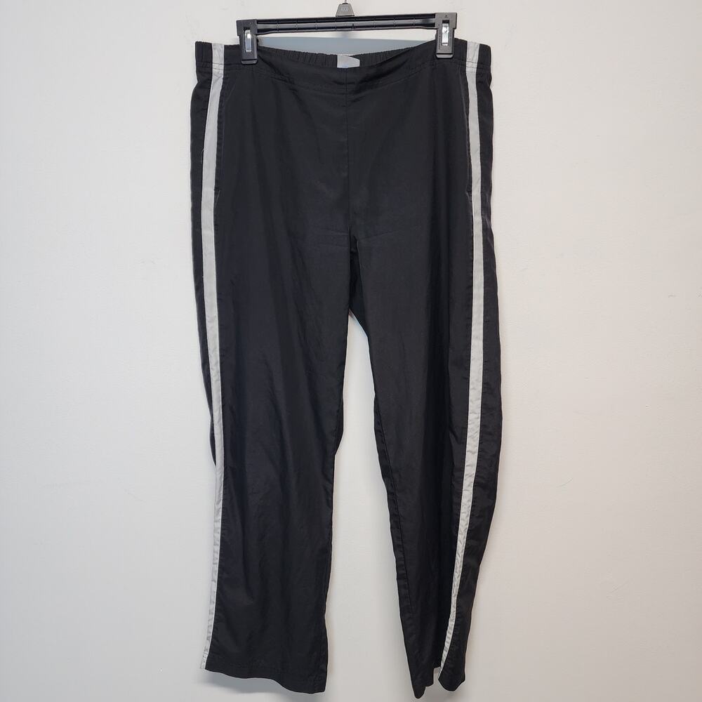 Vintage Lady Foot Locker Track Pants Size M Black Ankle Pull On Nylon Gorp Y2K